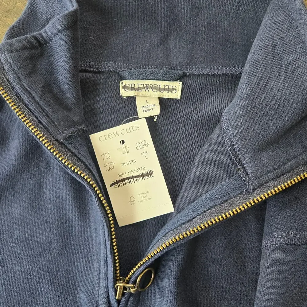 J. Crew Crewcuts Kids' Relaxed-Fit Half-Zip Pullover Size L NWT